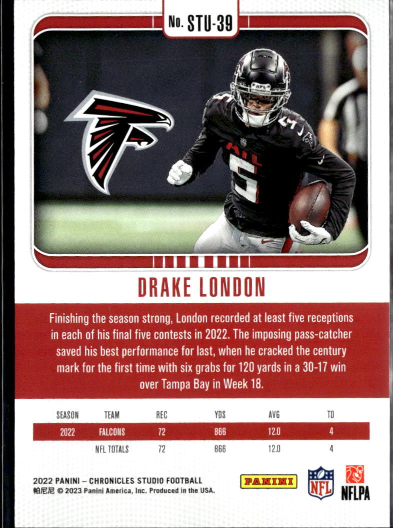 Drake London 2023 Chronicles Studio RED Rookie RC 22/99 Atlanta Falcons