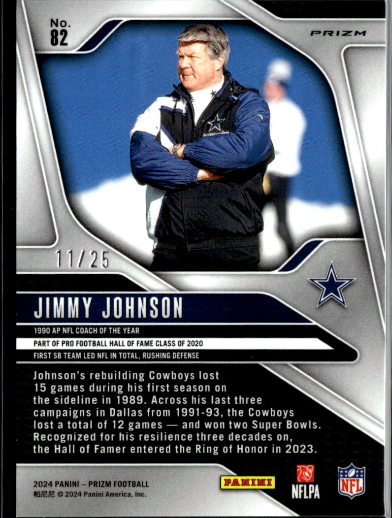 Jimmy Johnson 2024 Prizm Pink Disco Prizm SSP 11/25 Dallas Cowboys