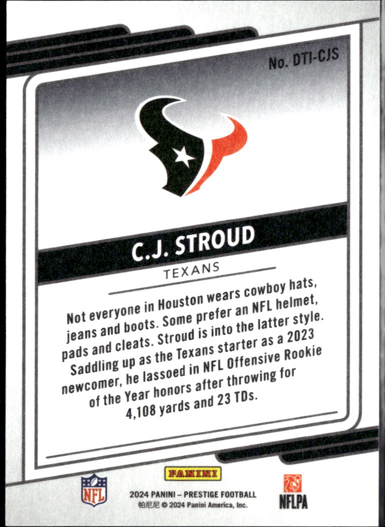 C.J. Stroud 2024 Panini Prestige Dressed to Impress SSP CASE HIT Houston Texans