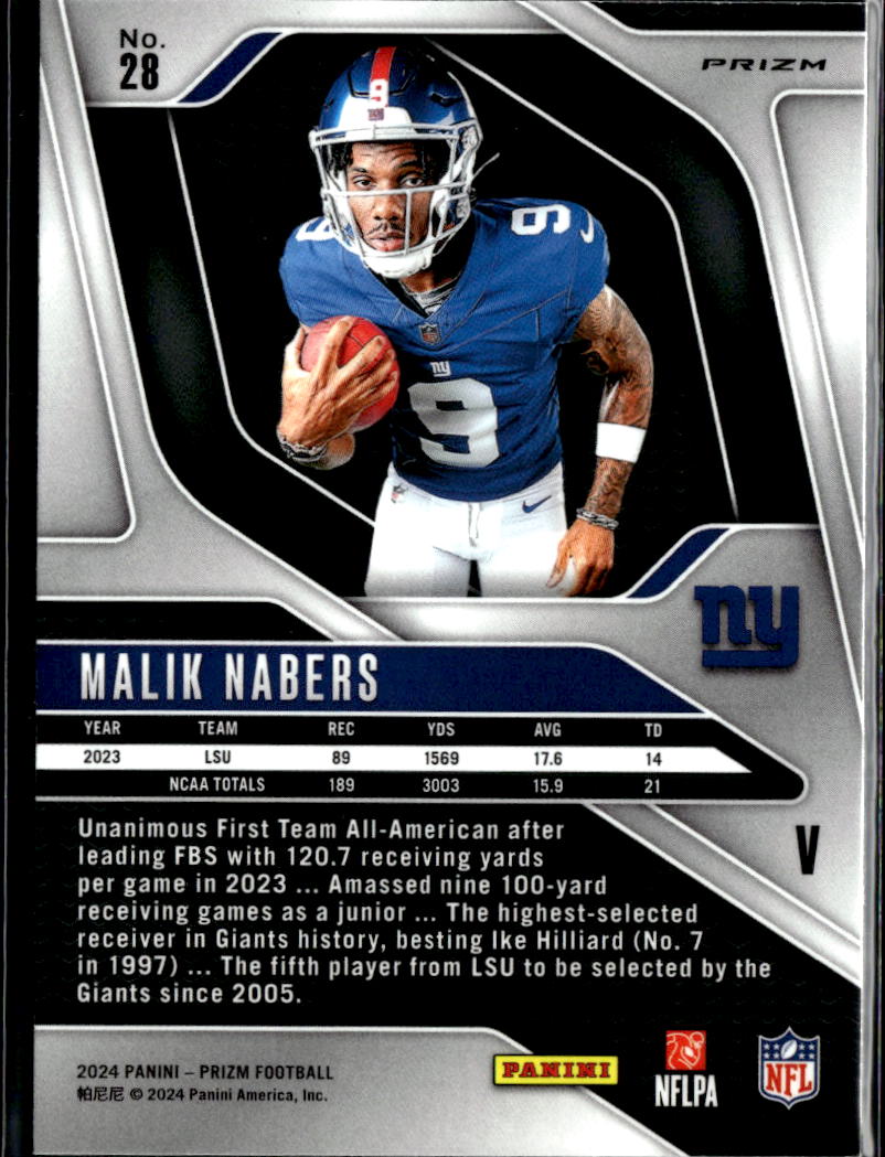 Malik Nabers 2024 Prizm Rookie Variation Disco SSP RC New York Giants