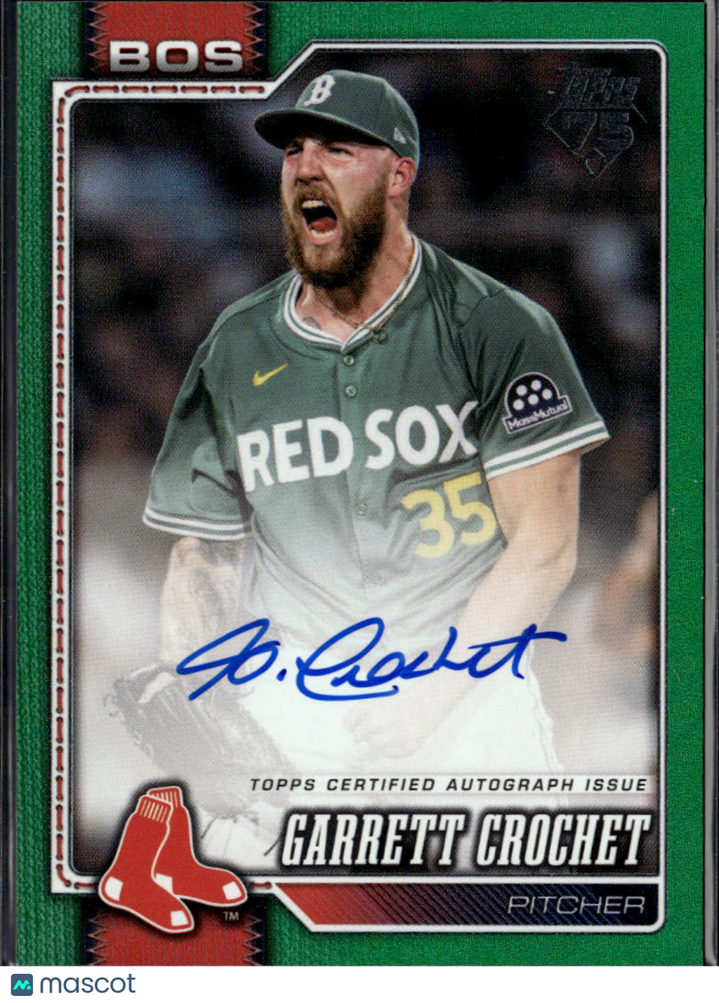 Garrett Crochet 2026 Topps Auto Autograph Green 27/99 Boston Red Sox