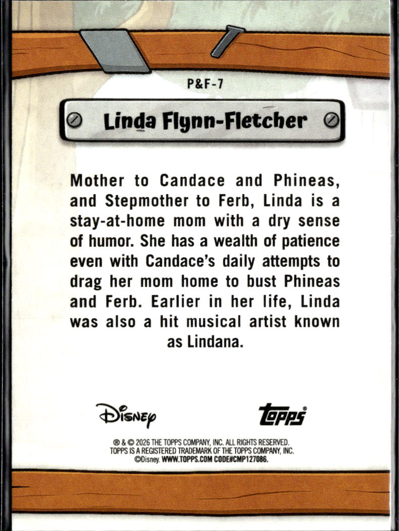 Linda Flynn-Fletcher 2026 Topps Disney Orange Foil SSP 13/25 #P&F-7