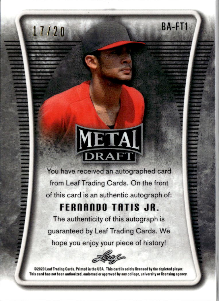 Fernando Tatis Jr. 2020 Leaf Metal Auto Autograph RC San Diego Padres 17/20