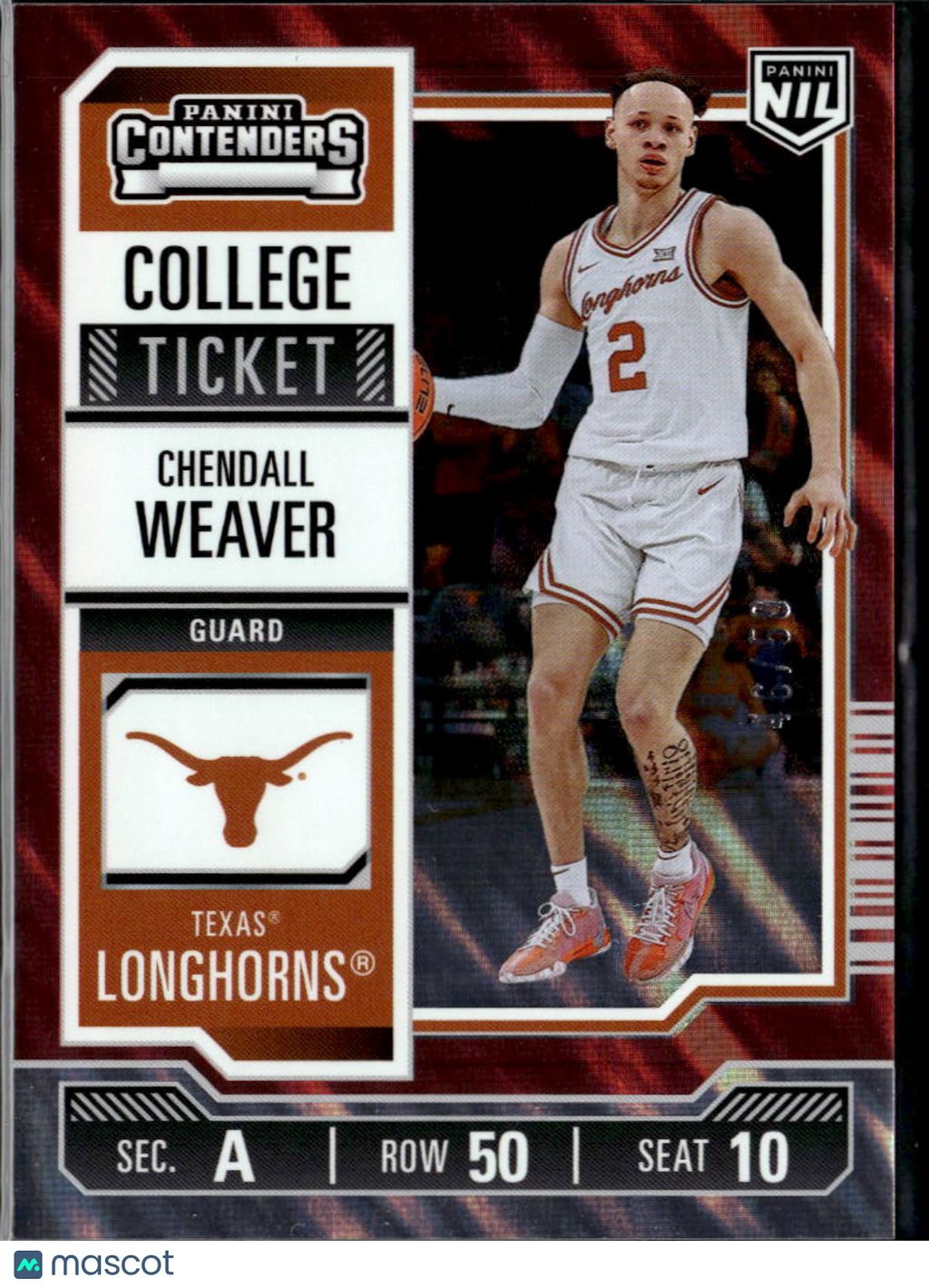 Chendall Weaver 2025 Contenders Red Rookie RC 46/50 Texas Longhorns