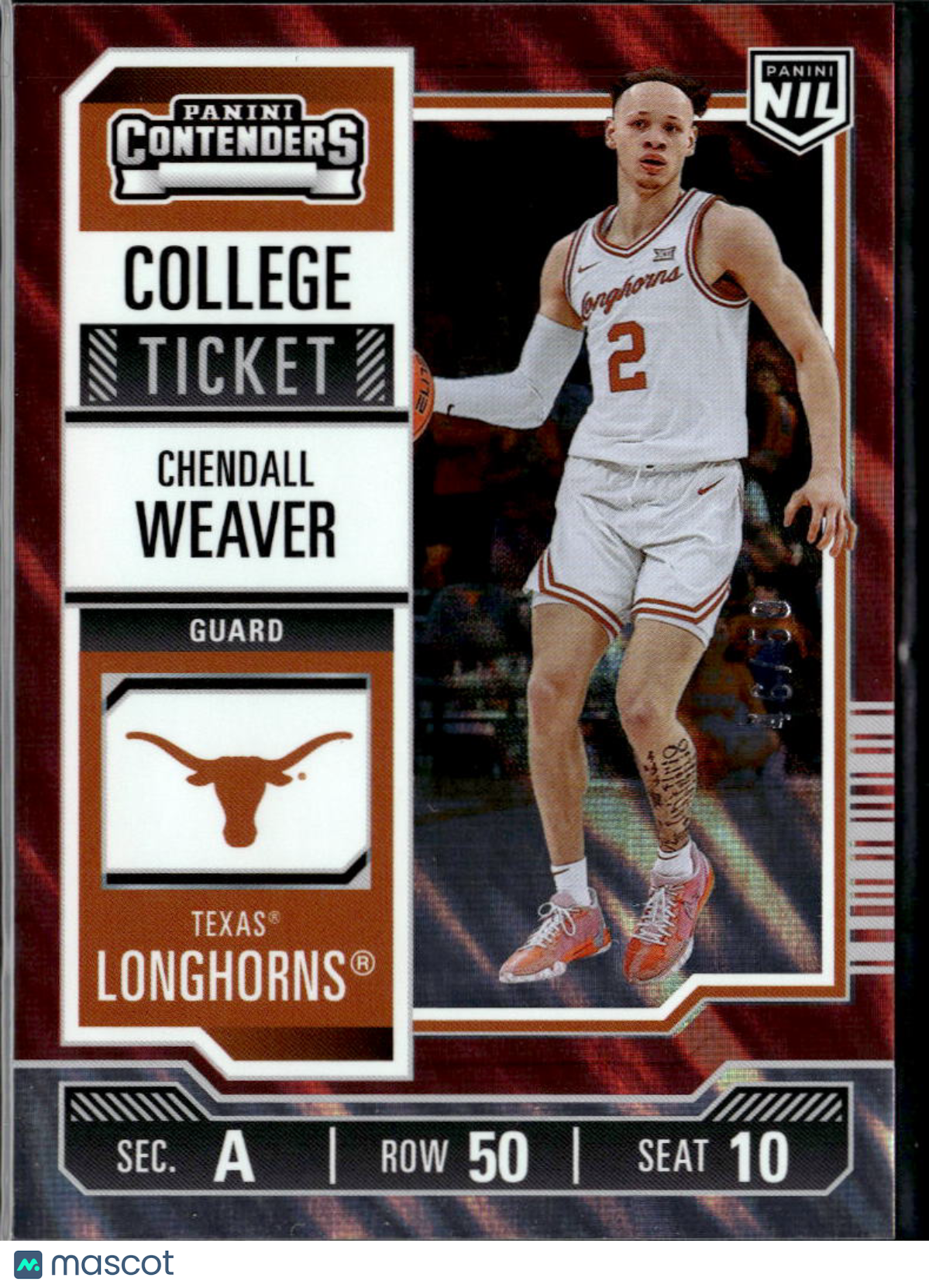 Chendall Weaver 2025 Contenders Red Rookie RC 46/50 Texas Longhorns