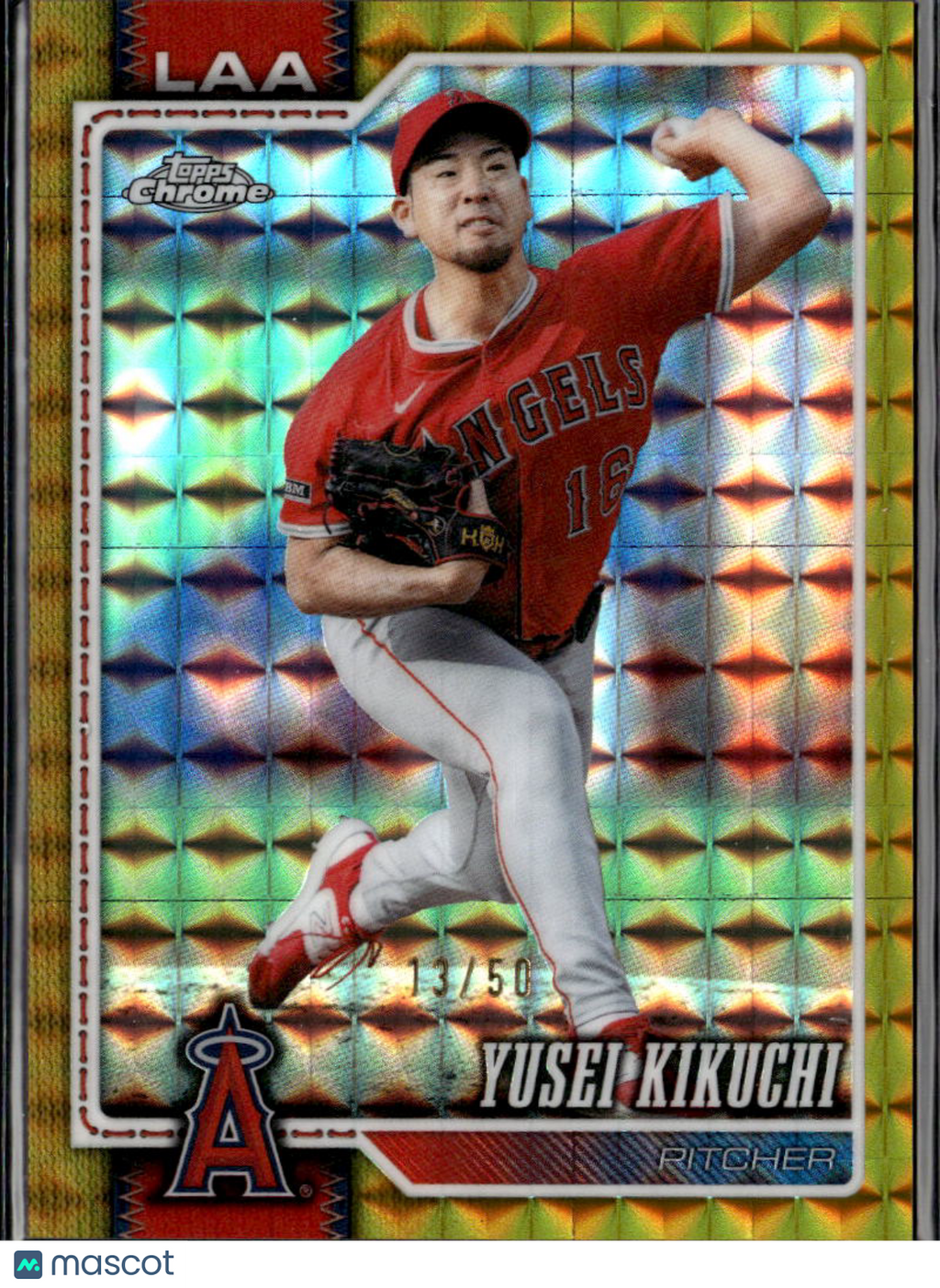 Yusei Kikuchi 2026 Topps Chrome GOLD Geometric Refractor 13/50 LA Angels