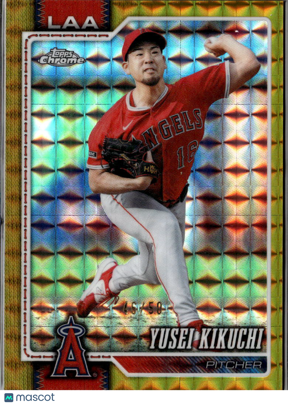 Yusei Kikuchi 2026 Topps Chrome GOLD Geometric Refractor 46/50 LA Angels
