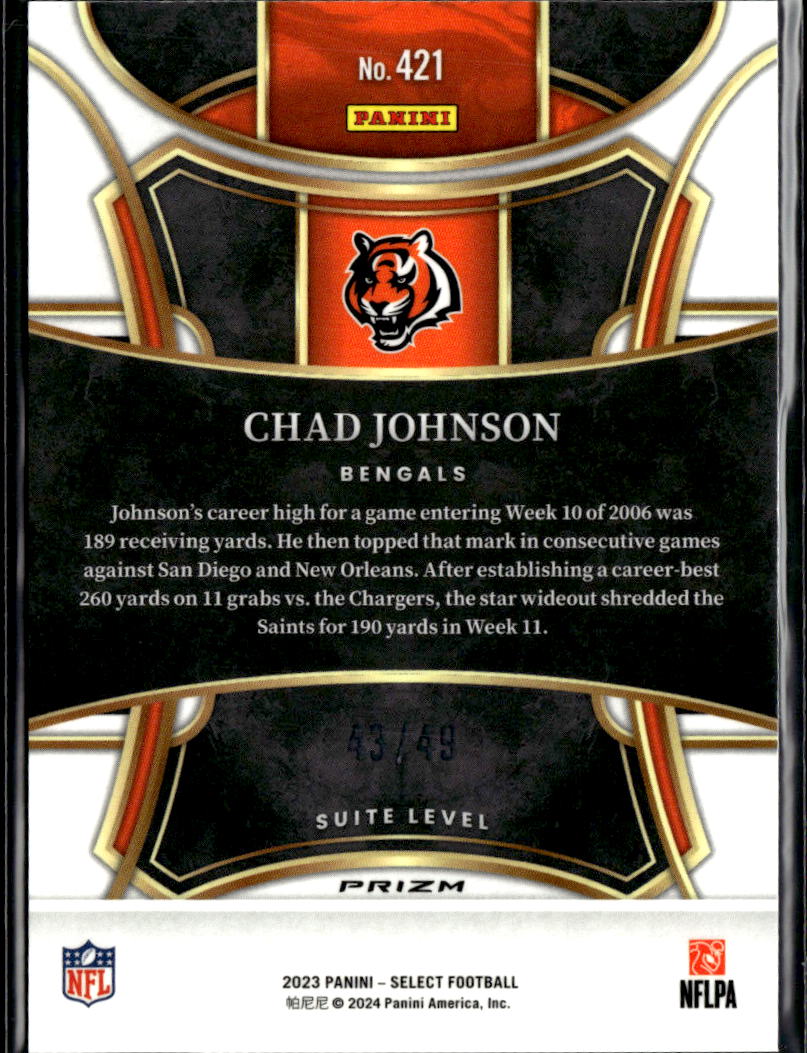 Chad Johnson 2023 Select Suite Level Red Mojo Prizm 43/49 Cincinnati Bengals