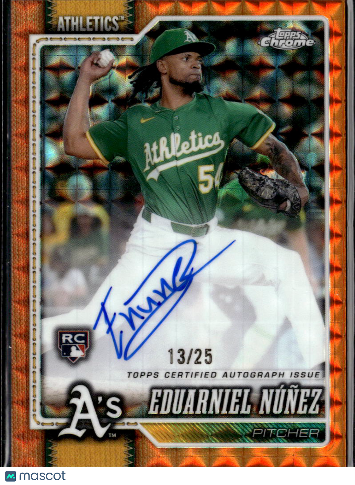 Eduarniel Nunez 2026 Topps Chrome Auto Autograph RC Orange 13/25 Athletics