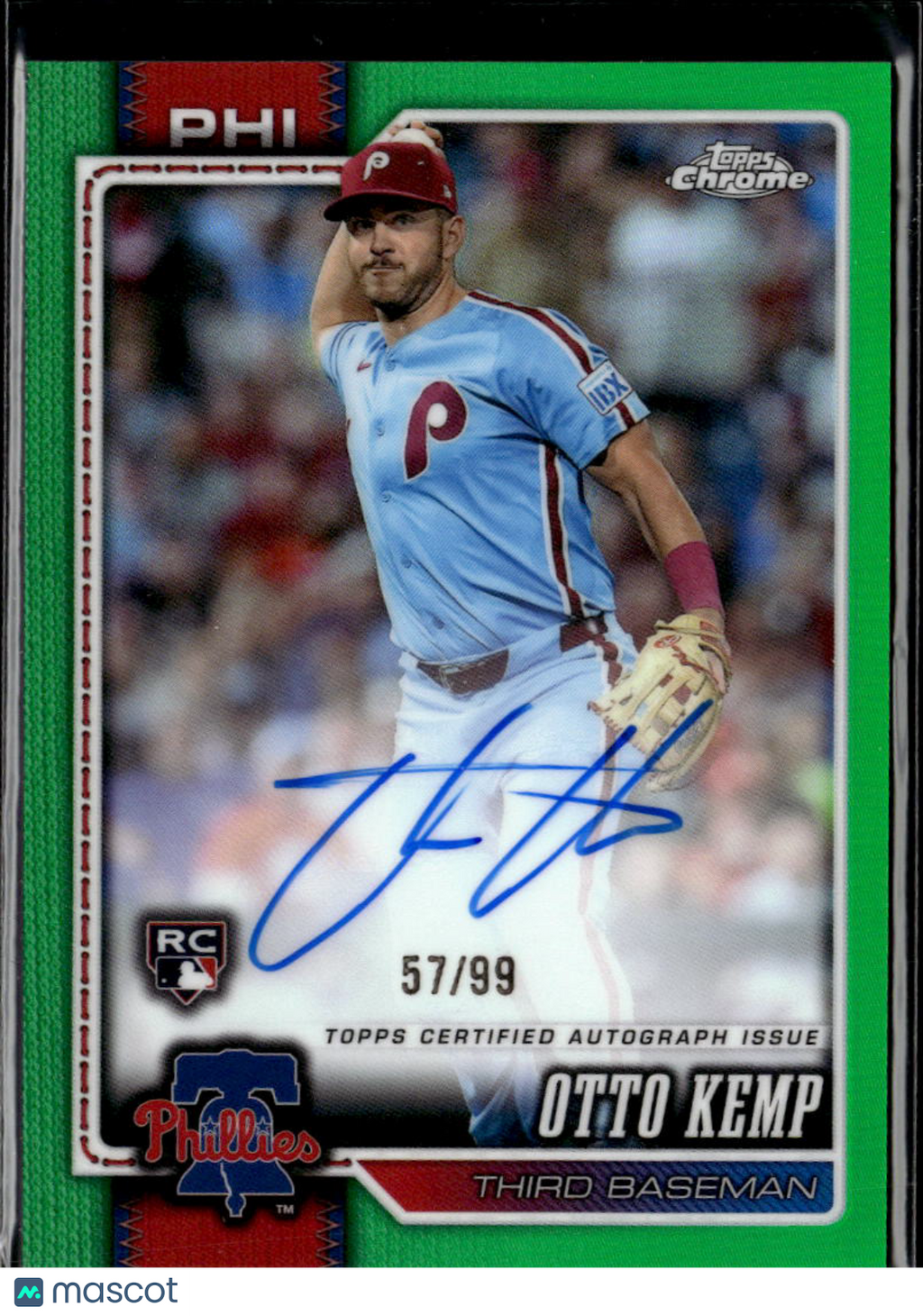 Otto Kemp 2026 Topps Chrome Auto Autograph RC 57/99 Philadelphia Phillies