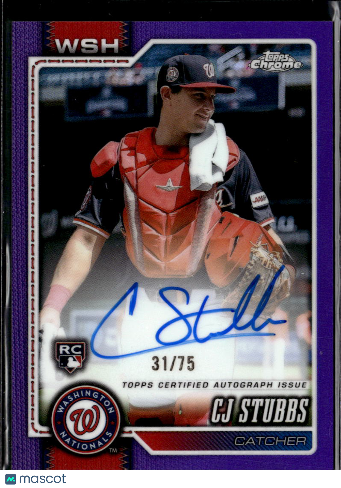 CJ Stubbs 2026 Topps Chrome Auto Autograph RC 31/75 Washington Nationals