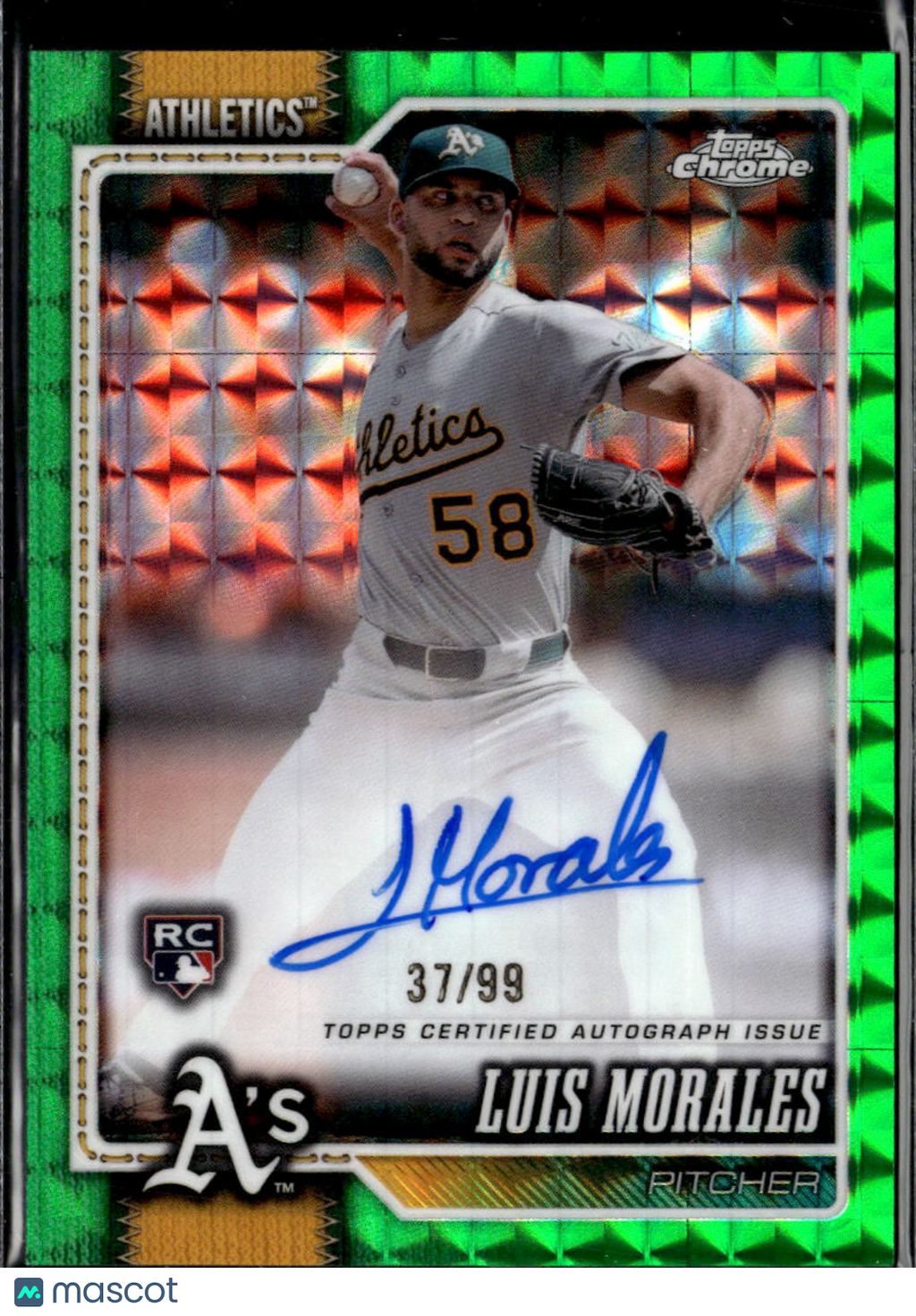 Luis Morales 2026 Topps Chrome Auto Autograph RC Green 37/99 Oakland Athletics