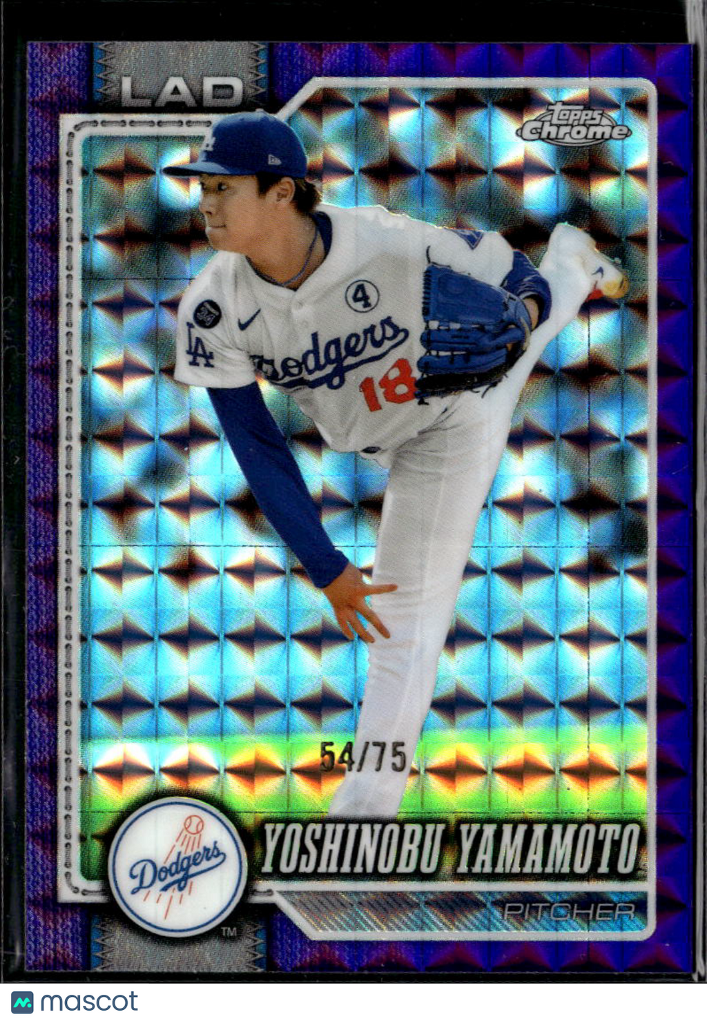 Yoshinobu Yamamoto 2026 Topps Chrome Purple Geometric Refractor /75 Dodgers