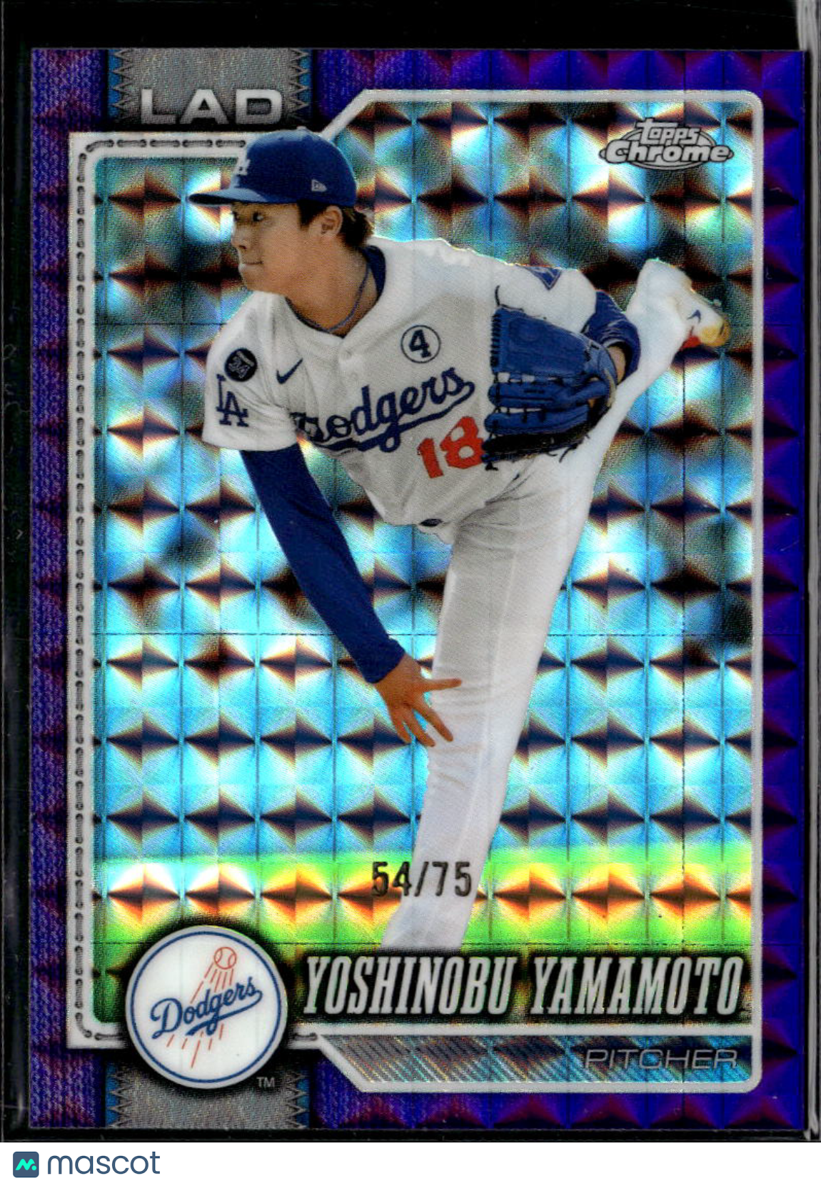 Yoshinobu Yamamoto 2026 Topps Chrome Purple Geometric Refractor /75 Dodgers