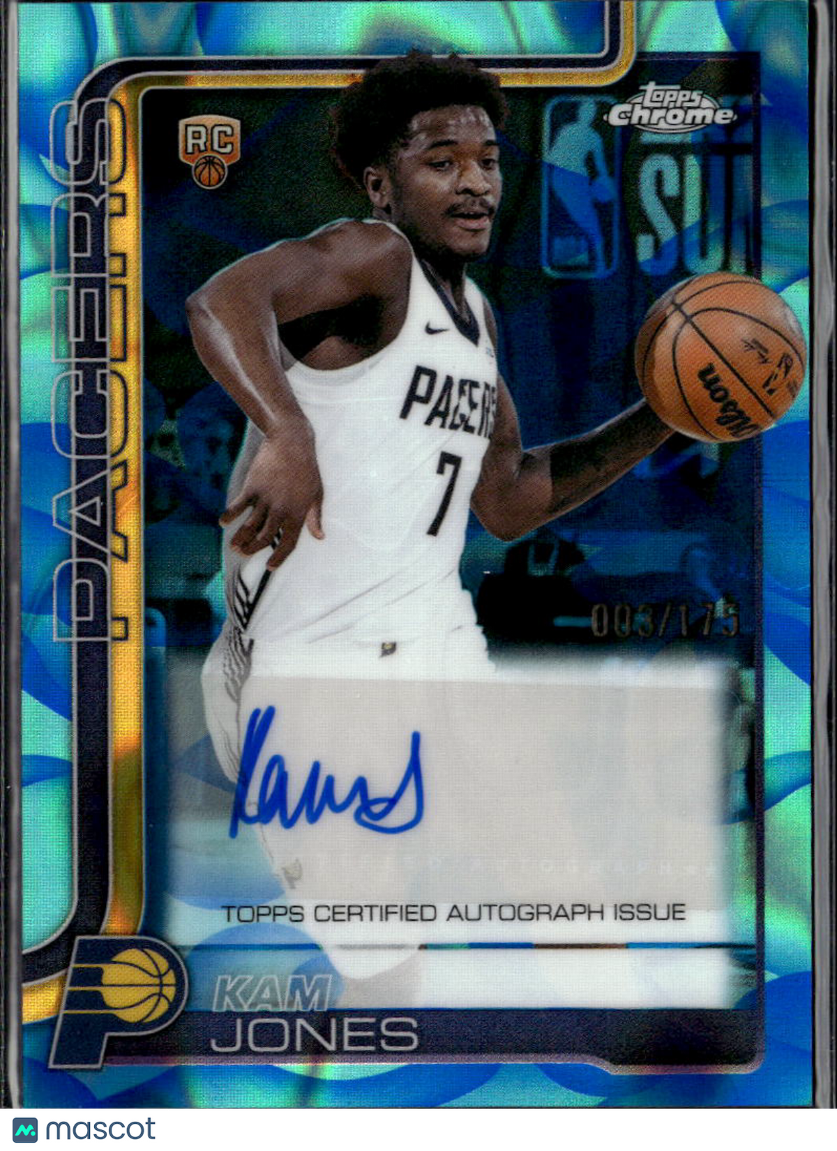 Kam Jones 2026 Topps Chrome Update Auto Autograph RC 3/175 Pacers