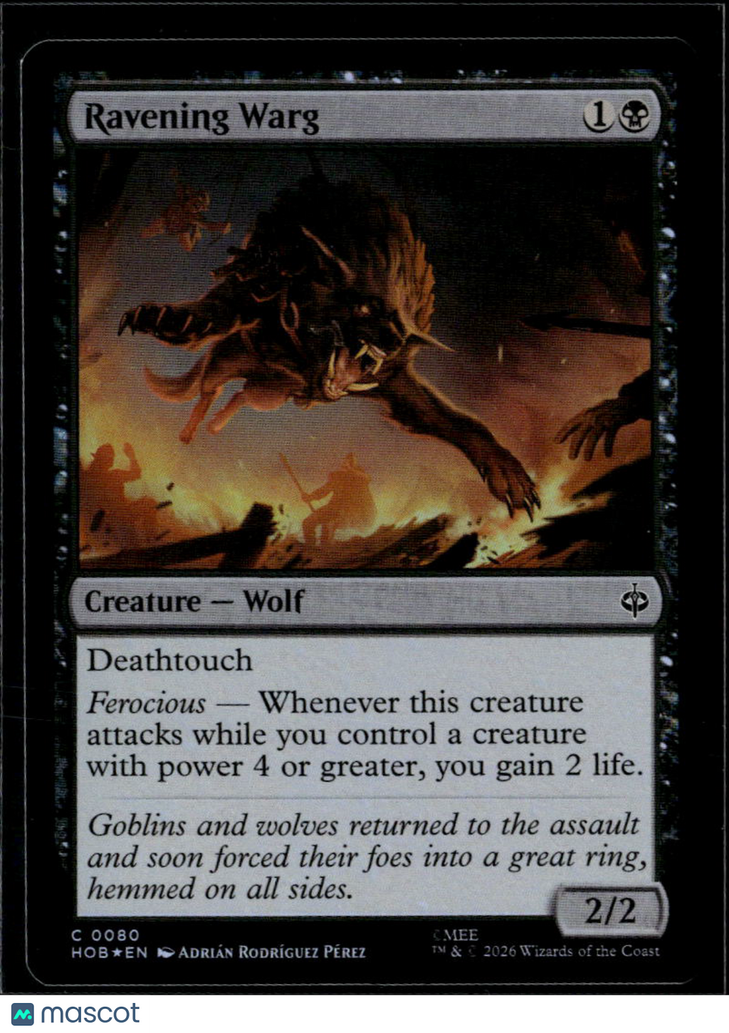 Ravening Warg The Lord of the Rings: The Hobbit, Magic the Gathering