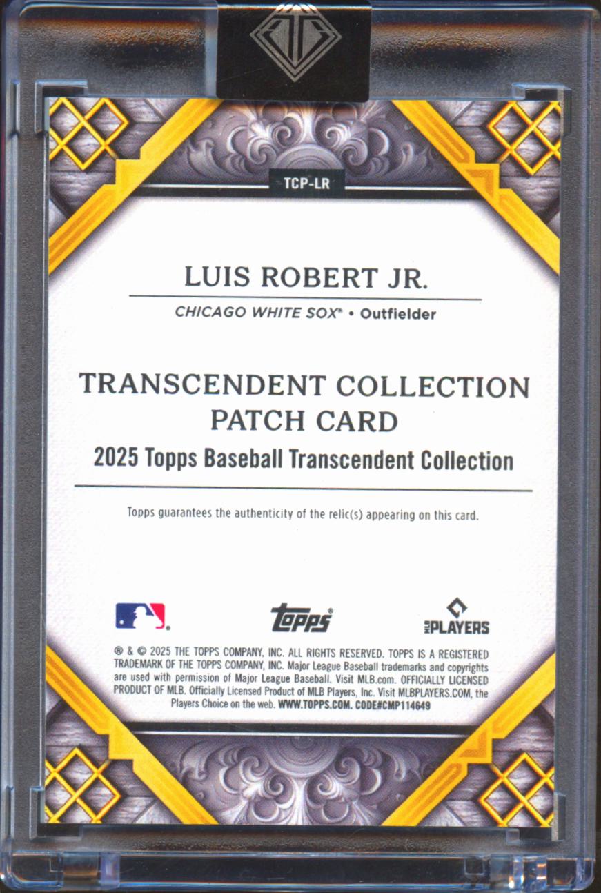 Luis Robert Jr. 2025 Topps Transcendent Game Worn Patch 3/5 Chicago White Sox