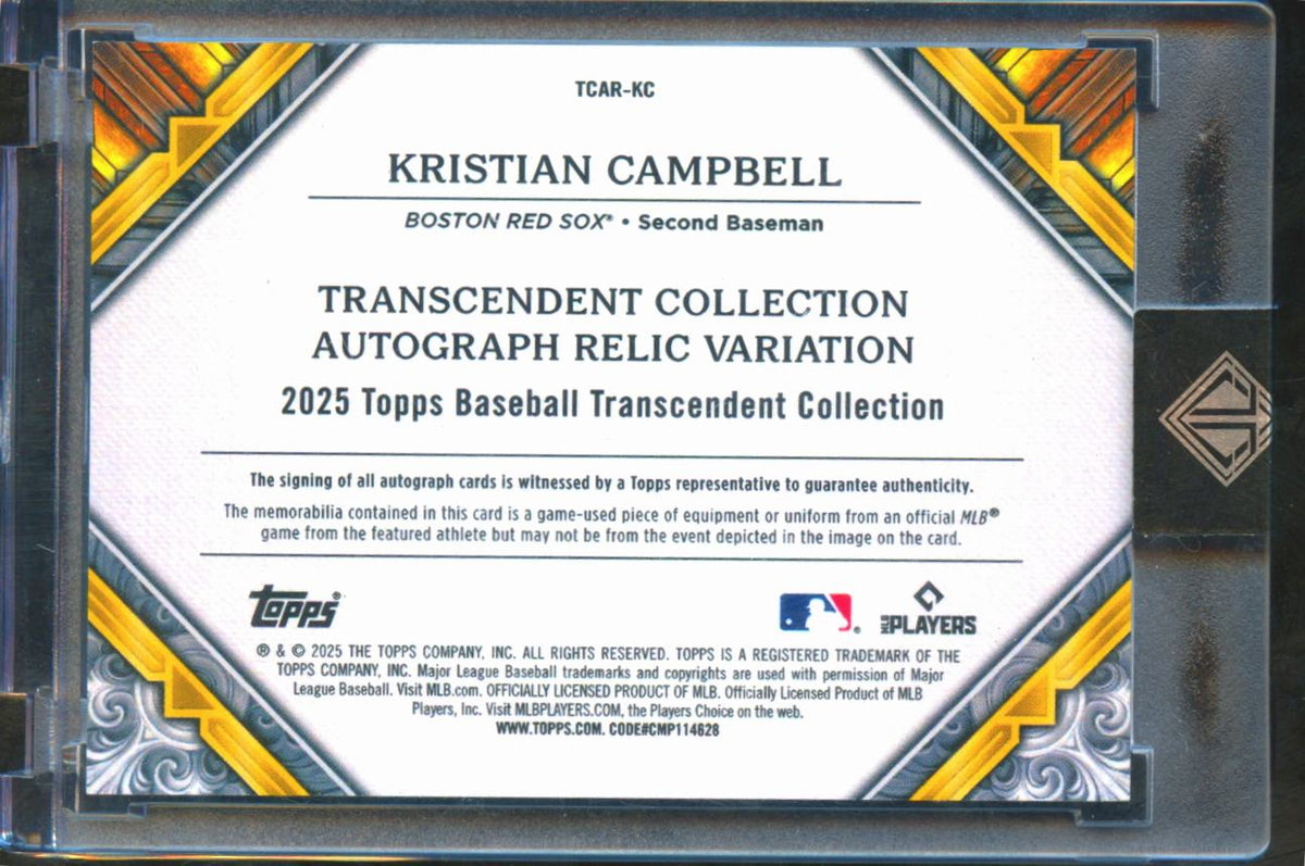 Kristian Campbell 2025 Topps Transcendent Auto Autograph Patch 5/10 Red Sox