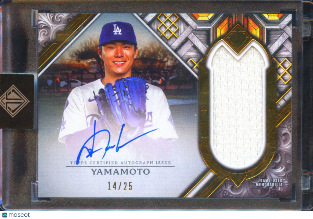 Yoshinobu Yamamoto 2025 Topps Transcendent Auto Autograph Patch 14/25 LA Dodgers