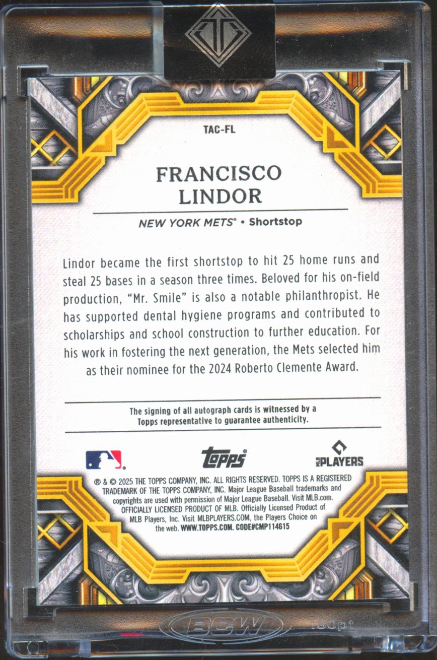 Francisco Lindor 2025 Topps Transcendent Auto Autograph 18/25 New York Mets