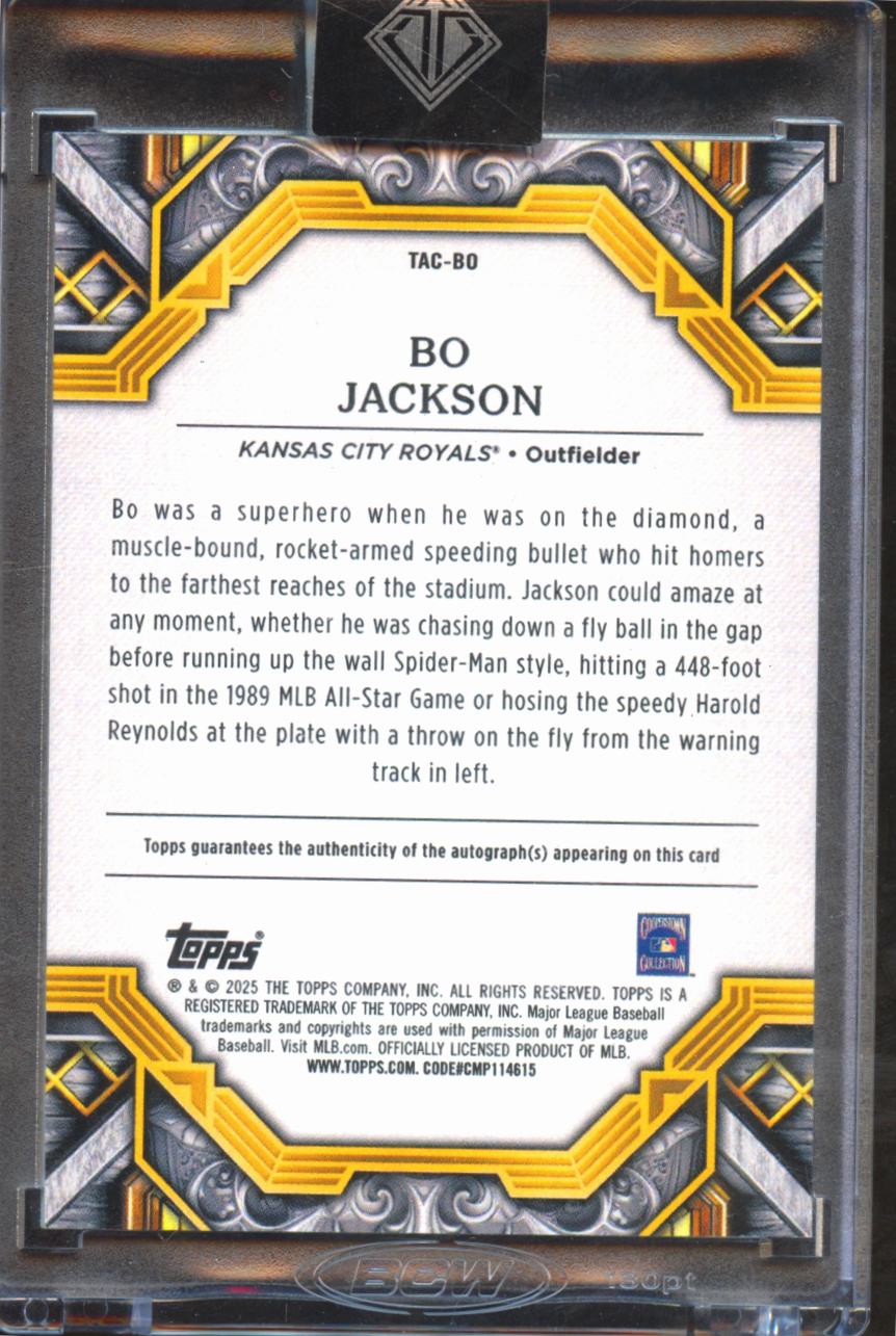 Bo Jackson 2025 Topps Transcendent Auto Autograph 6/25 Kansas City Royals
