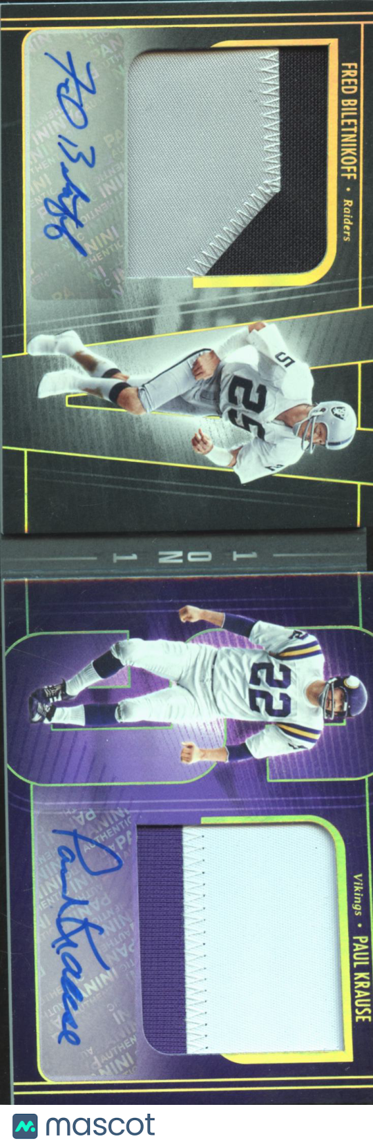Paul Krause / Fred Biletnikoff 2025 Silhouette Auto Autograph Patch 19/25