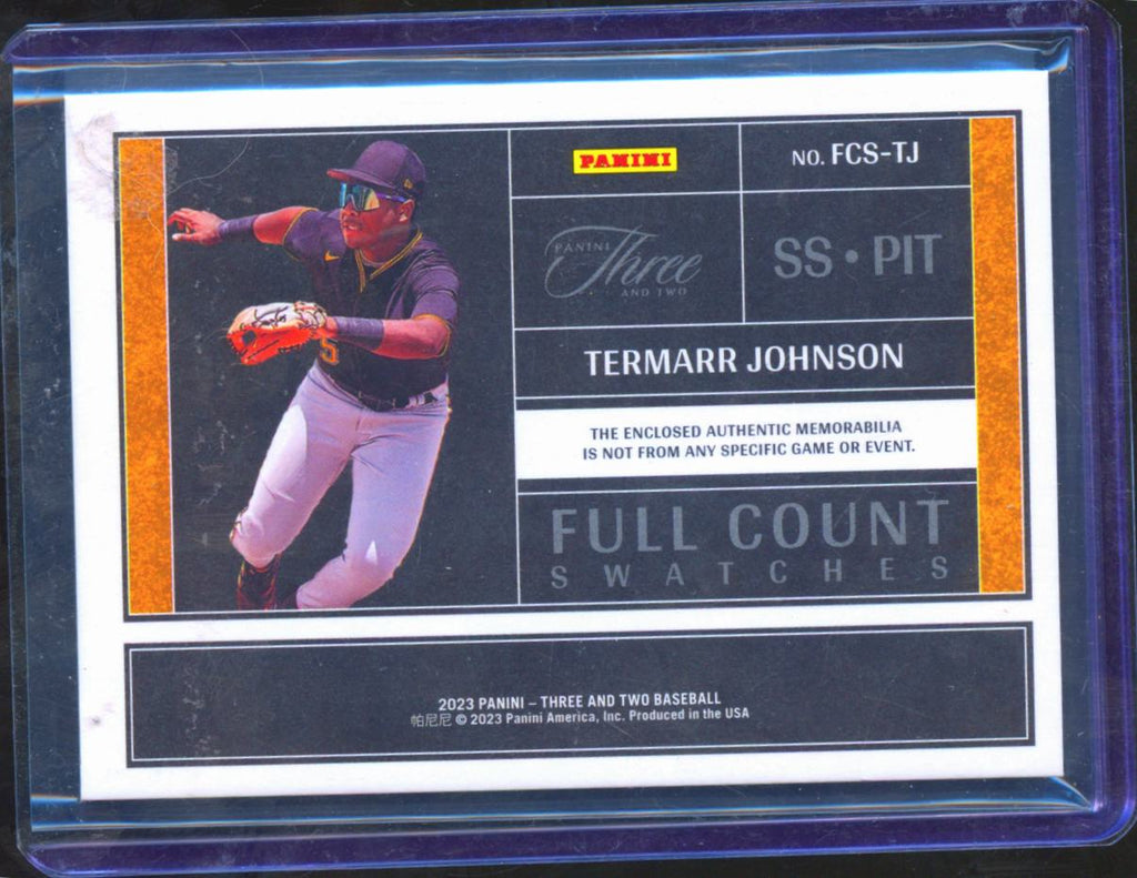 Termarr Johnson 2023 Panini Three and Two Jersey Patch 5/5 Pittsburgh Pirates