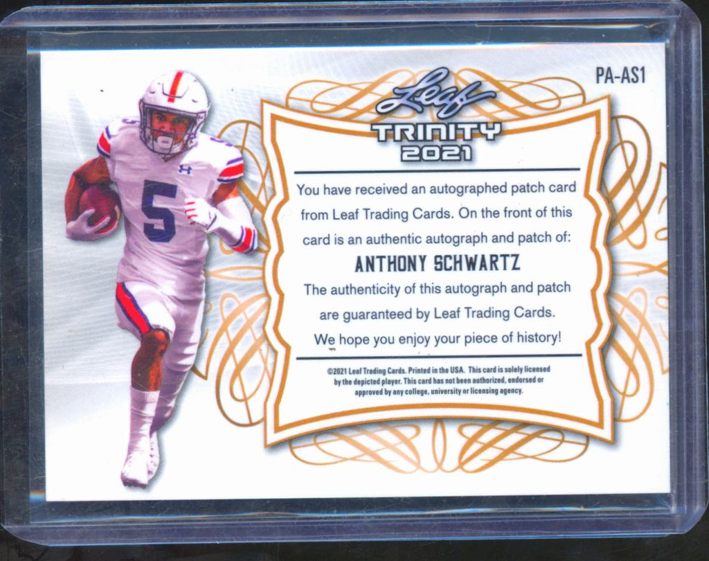 Anthony Schwartz 2021 Leaf Trinity Auto Autograph Laundry Tag RC Auburn 20/25