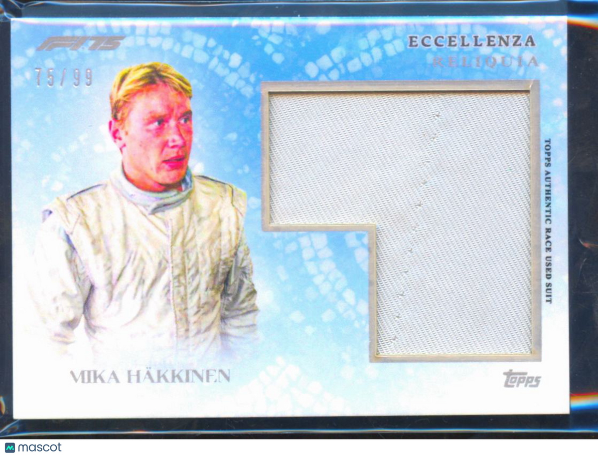 Mika Hakkinen 2025 Topps F1 Eccellenza Race Used Suit Relic Patch 75/99