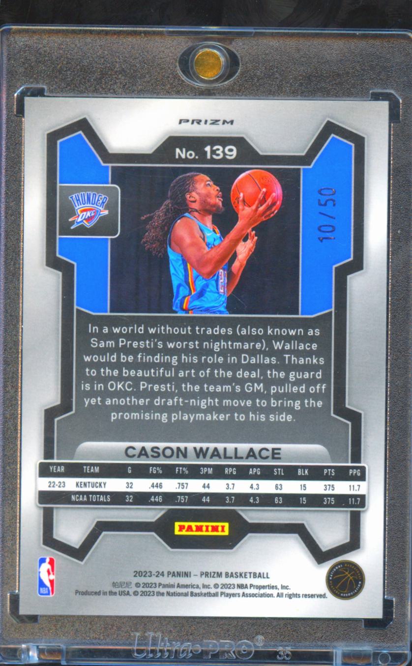 Cason Wallace 2023-24 Prizm Pink Disco Prizm Rookie RC 10/50 OKC Thunder