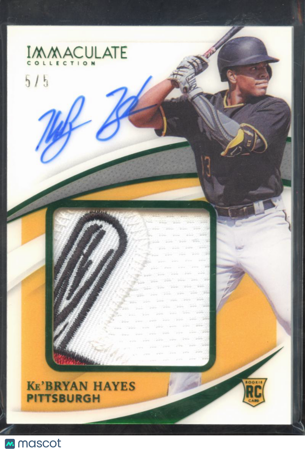 Ke'Bryan Hayes 2021  Immaculate Auto Autograph LOGO Patch RC 5/5 Pirates