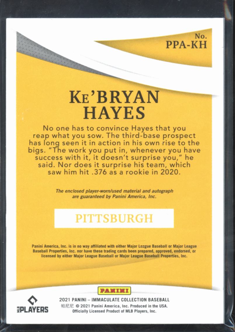 Ke'Bryan Hayes 2021  Immaculate Auto Autograph LOGO Patch RC 5/5 Pirates