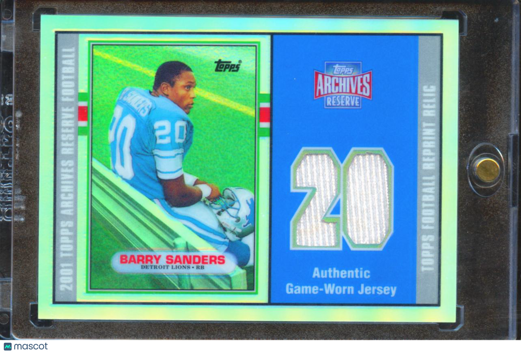 Barry Sanders 2001 Topps Archives Reserve Game Worn Patch Refractor Lions