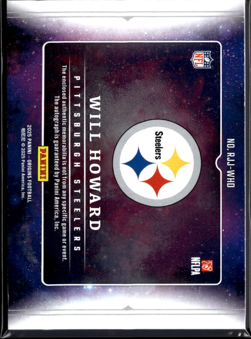 Will Howard 2025 Origins Auto Autograph Patch Rookie RC Pittsburgh Steelers