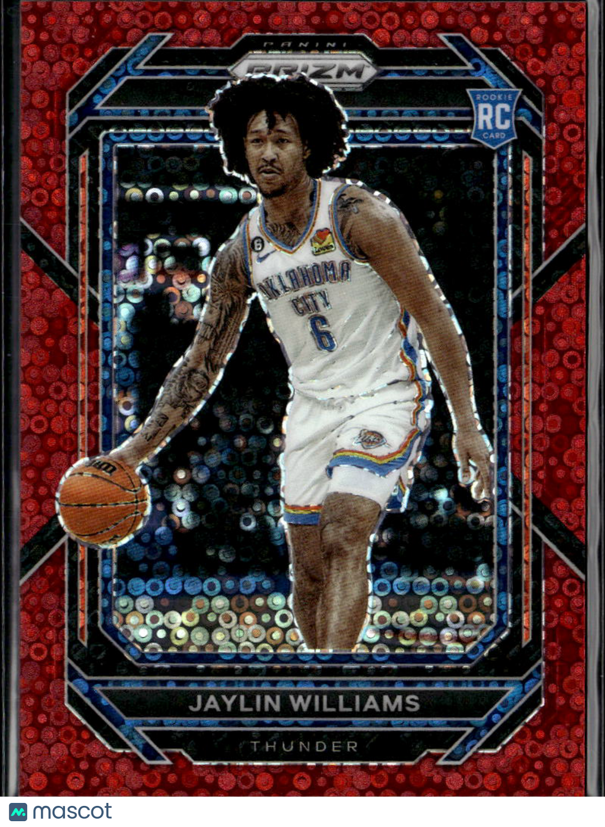 Jaylin Williams 2022-23 Prizm Red Disco Prizm RC Rookie 64/100 OKC Thunder