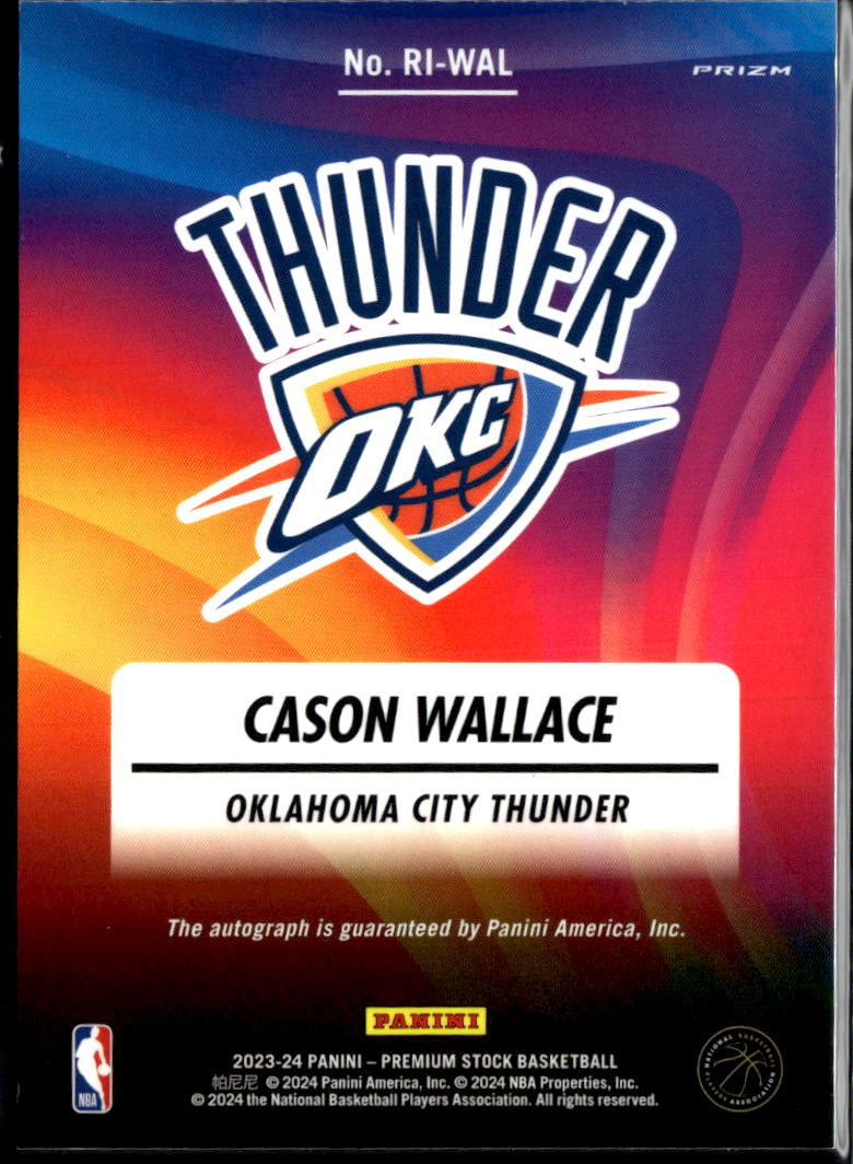 Cason Wallace 2023-24 NBA Hoops Auto Autograph RC Rookie Oklahoma City Thunder