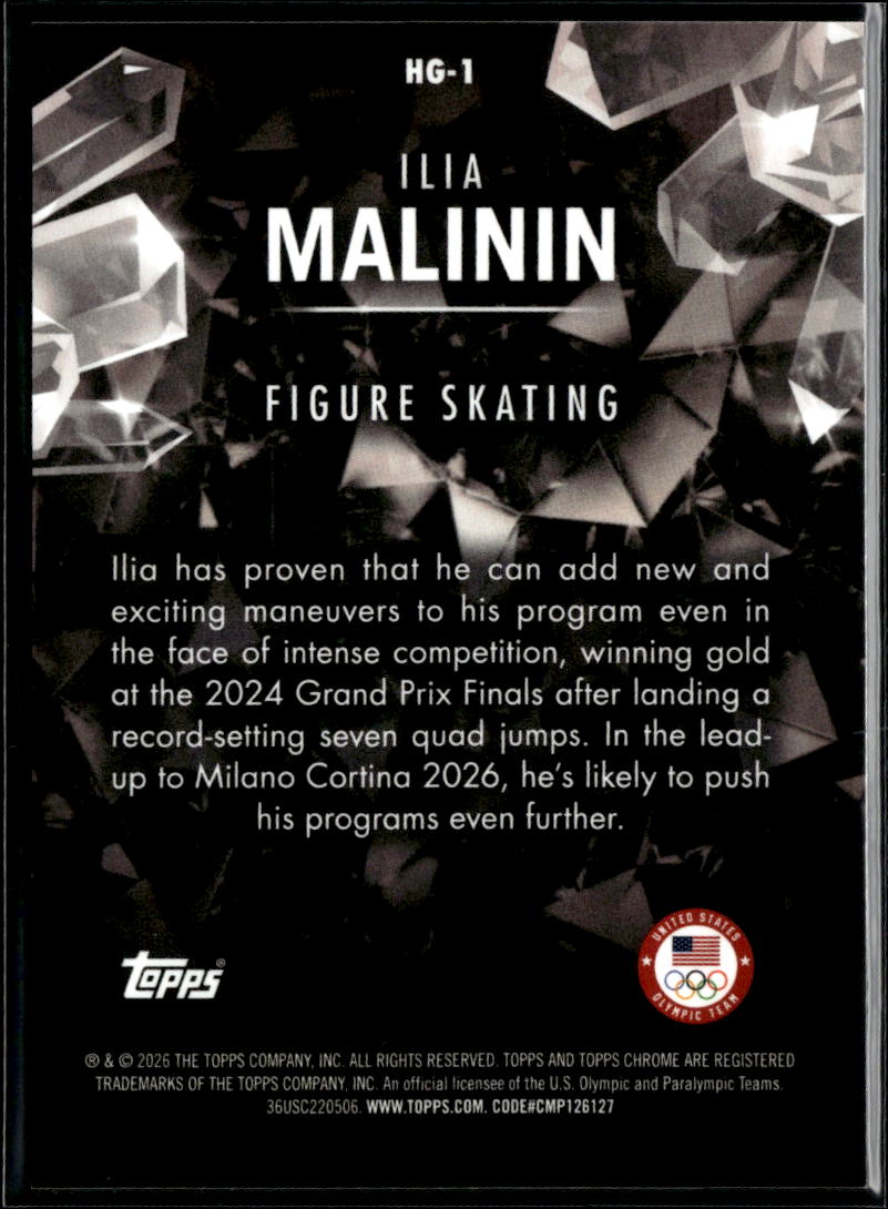 Ilia Malinin 2026 Topps Chrome Olympic Hidden Gems SSP CASE HIT #HG1