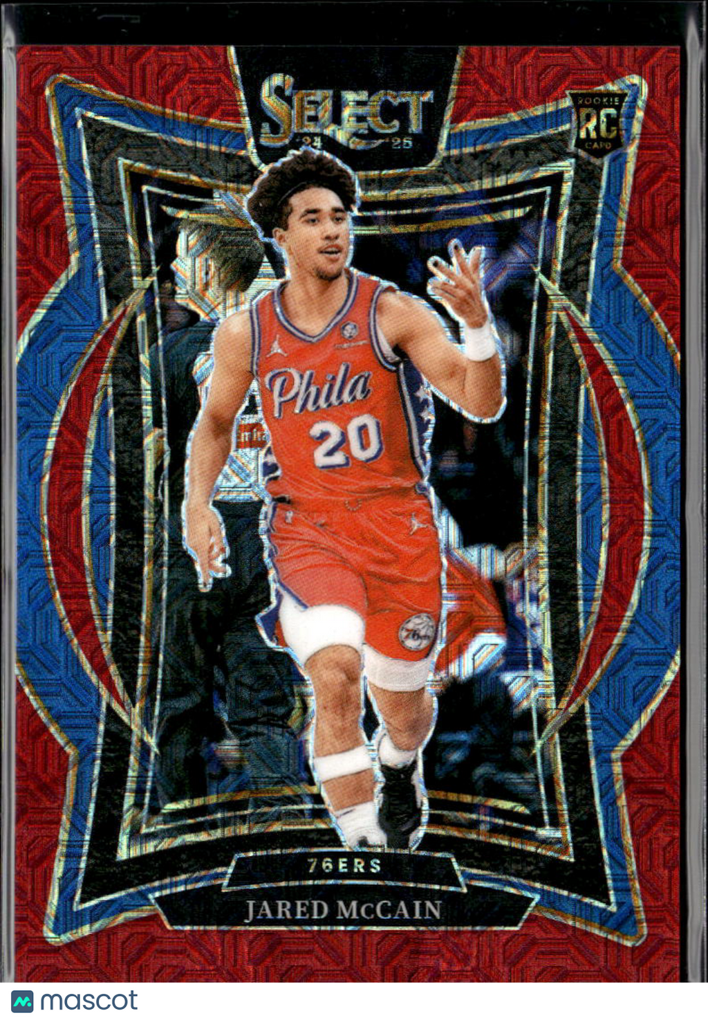 Jared McCain 2024-25 Select RC Red Mojo Prizm Rookie 9/20 Philadelphia 76ers