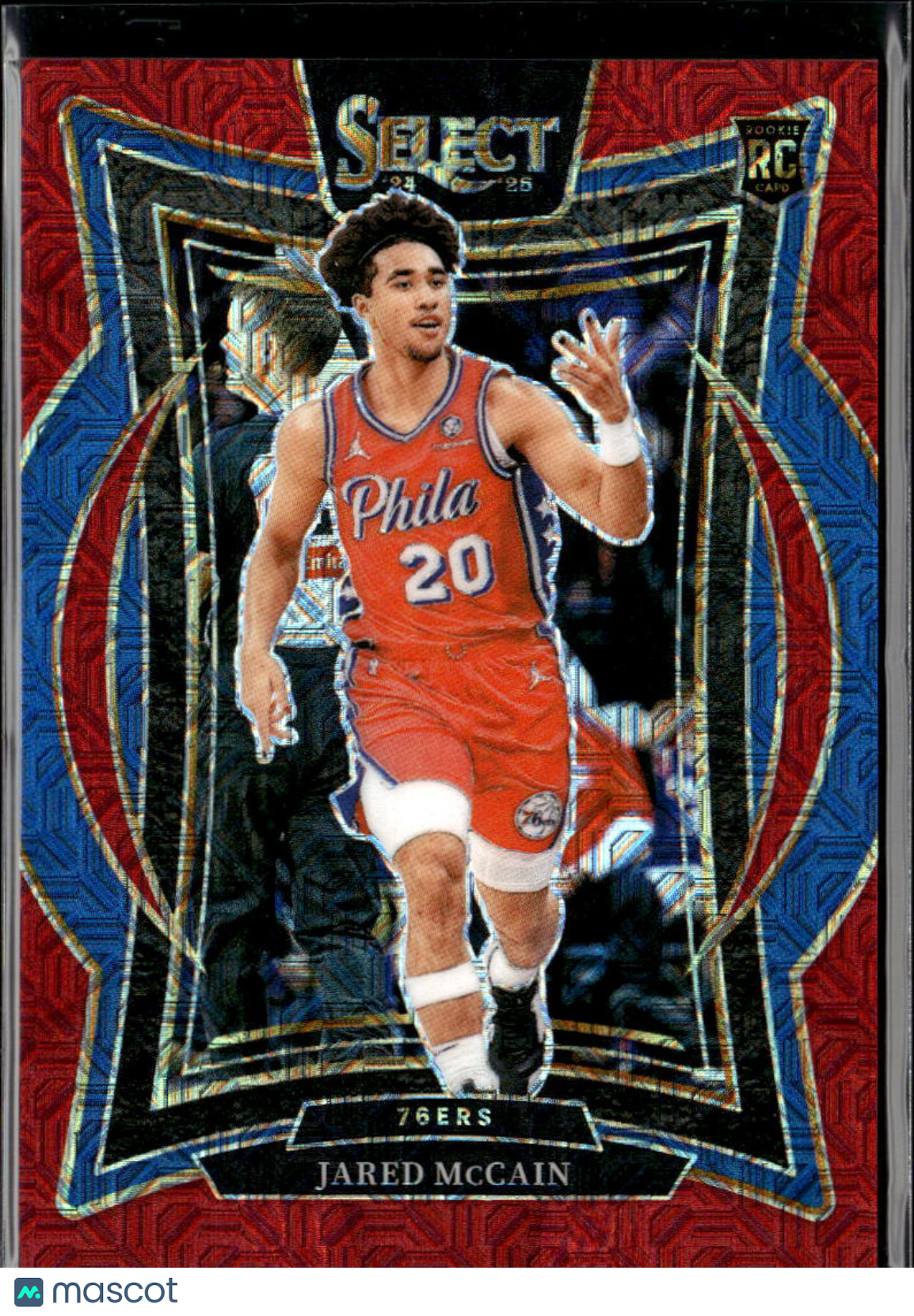 Jared McCain 2024-25 Select RC Red Mojo Prizm Rookie 9/20 Philadelphia 76ers