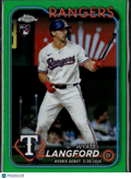 Wyatt Langford 2024 Topps Chrome Update RC Green Refractor 53/99 Texas Rangers