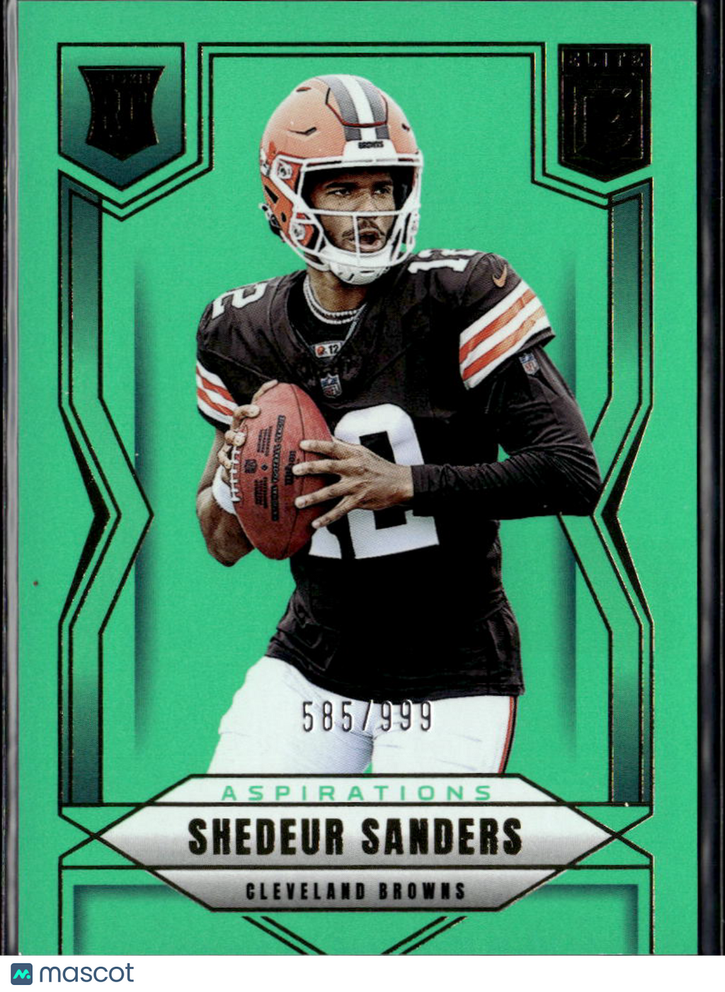 Shedeur Sanders 2025 Elite Green Aspirations Rookie RC 585/999 Cleveland Browns