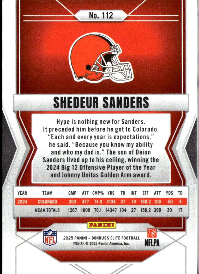 Shedeur Sanders 2025 Elite Green Aspirations Rookie RC 585/999 Cleveland Browns