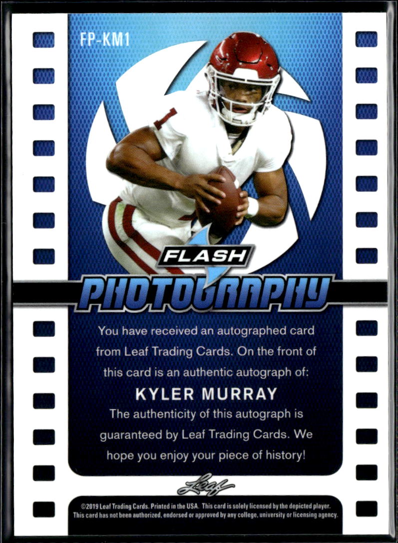 Kyler Murray 2019 Leaf Flash Photography Auto Autograph RC Sooners Vikings