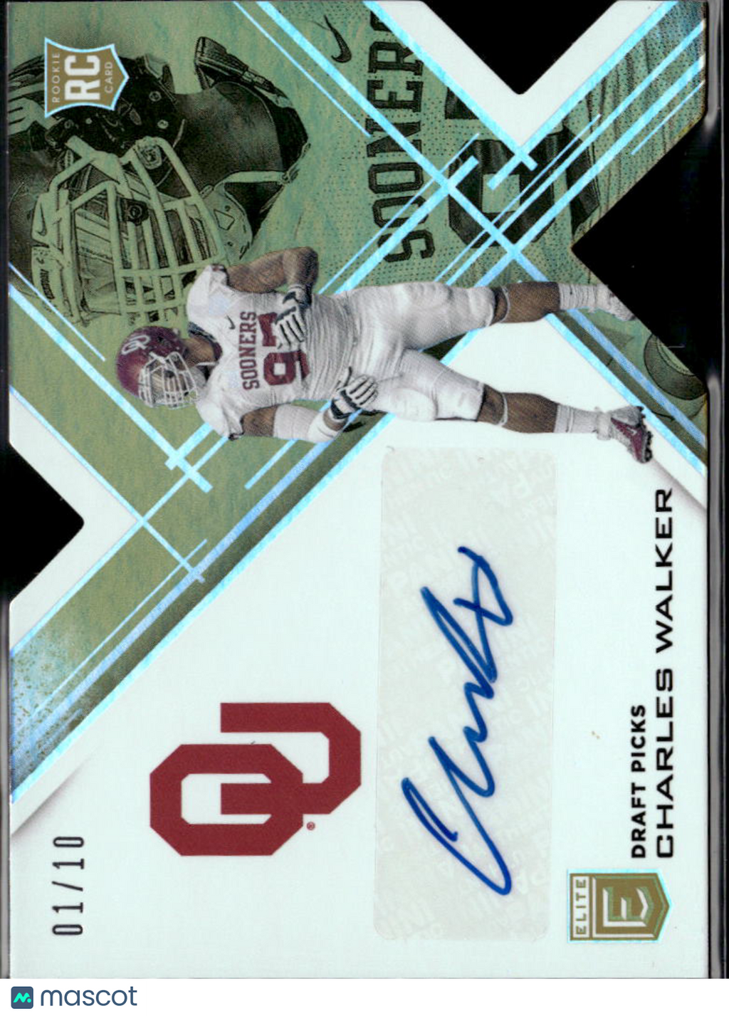 Charles Walker 2017 Elite Auto Autograph GOLD RC Rookie 1/10 Oklahoma Sooners