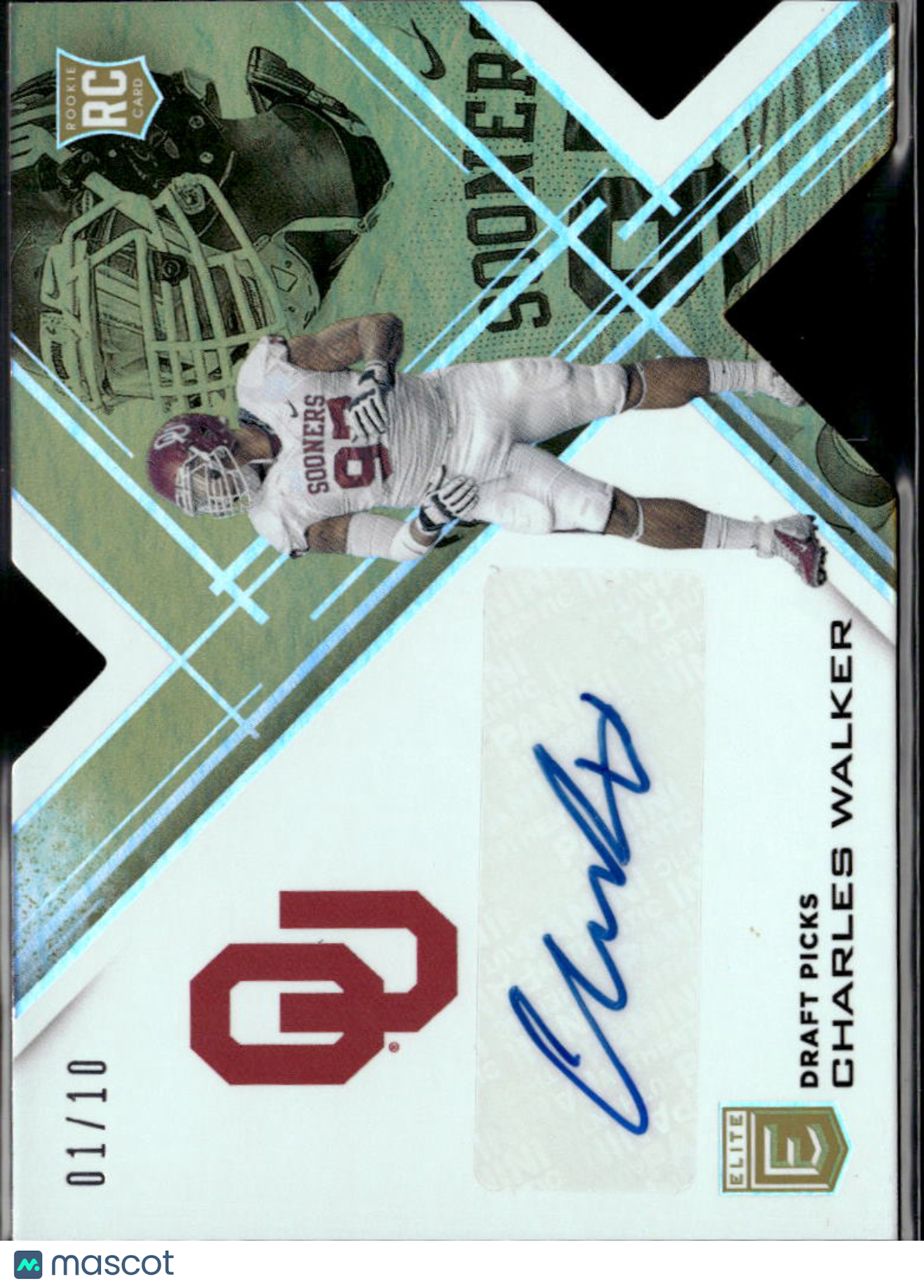 Charles Walker 2017 Elite Auto Autograph GOLD RC Rookie 1/10 Oklahoma Sooners