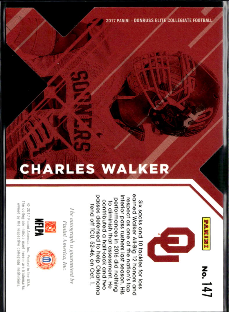 Charles Walker 2017 Elite Auto Autograph GOLD RC Rookie 1/10 Oklahoma Sooners