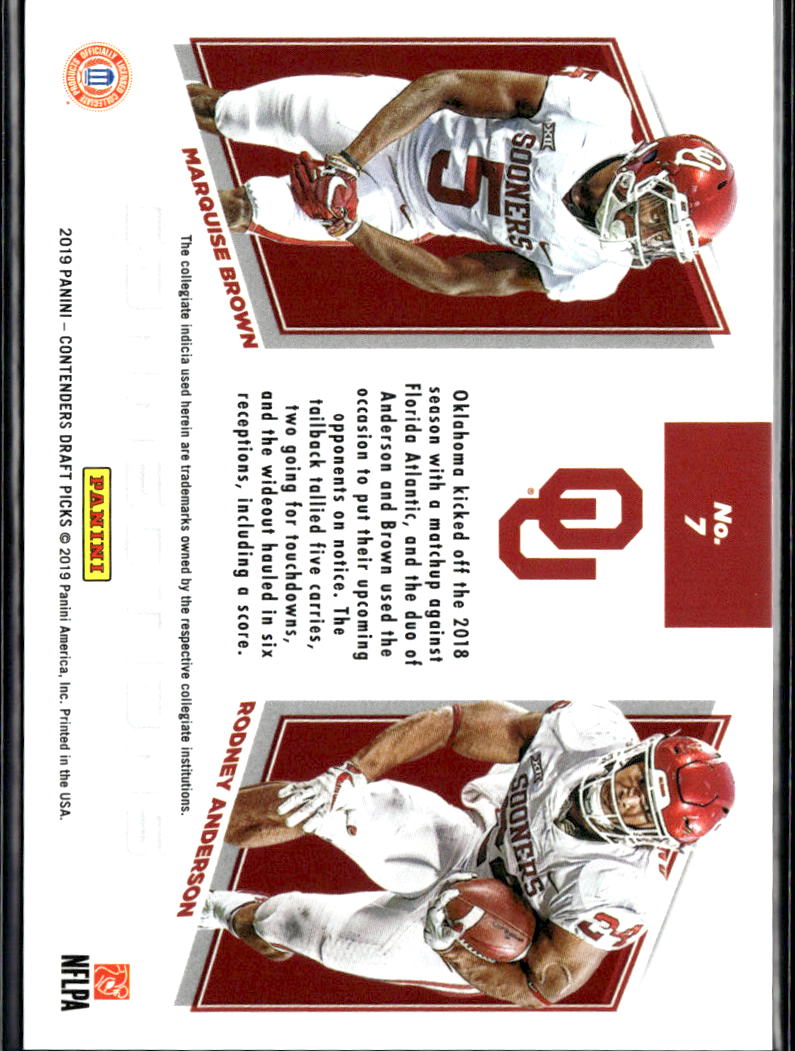 Rodney Anderson / Marquise Brown 2019 Contenders Connections 2/10 OU Sooners