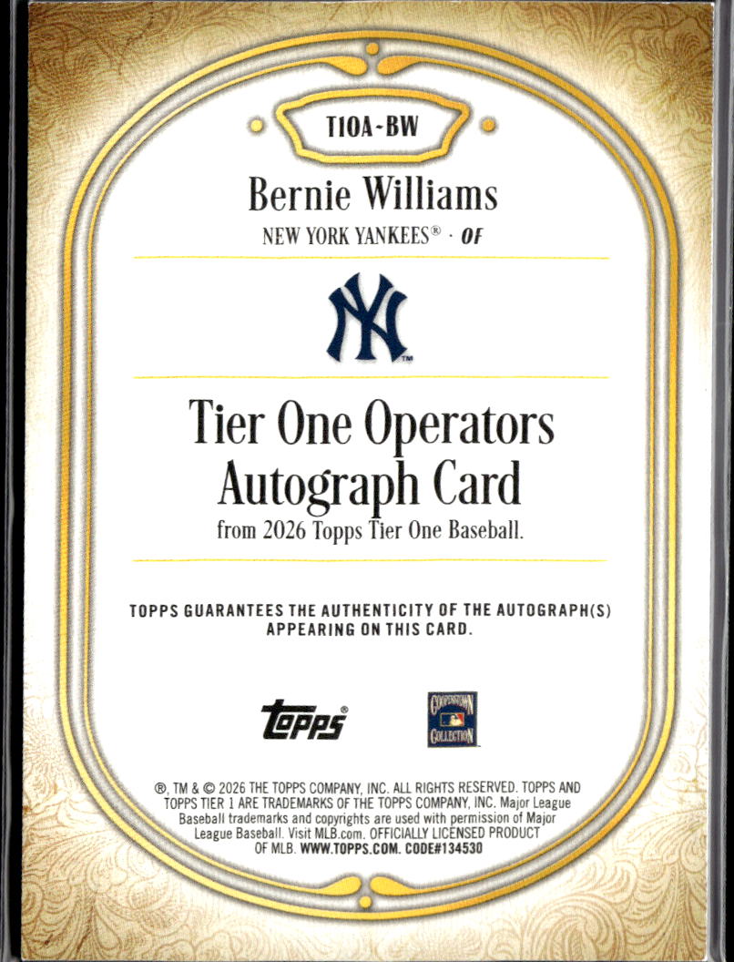 Bernie Williams 2026 Topps Tier One Auto Autograph Red 12/25 New York Yankees