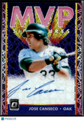Jose Canseco 2019 Optic MVP Auto Autograph Pink Oakland Athletics