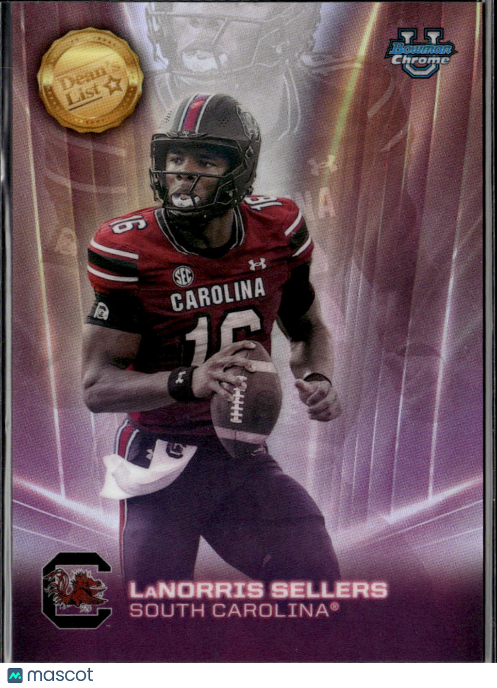 LaNorris Sellers 2025 Bowman Chrome Dean's List CASE HIT SSP South Carolina